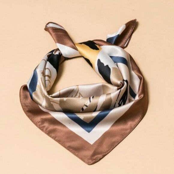 A218-J • Earthy Abstract Silky Bandana Scarf - Picture 1 of 3